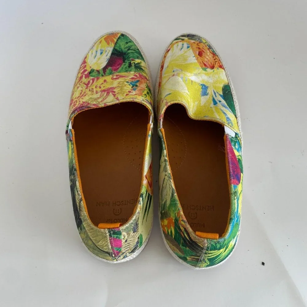 Mulo For Hentsch Man Tropical Printed Canvas Slip On Shoe Size‎ US 7